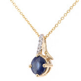 0.71ct Round Sapphire and Diamond Pave Pendant in UK Hallmarked 9ct Yellow Gold